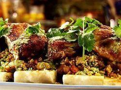 Brick Chicken with Apricot Couscous