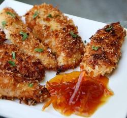Coconut Chicken Tenders with Honey Marmalade dipping sauce