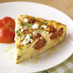 Cherry Tomato Frittata with Corn, Basil and Parmesan