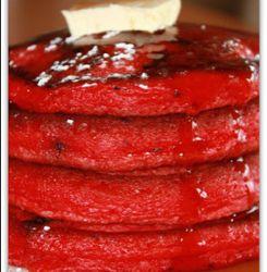 Red Velvet Pancakes with chocolate chips