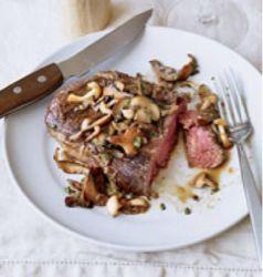 Grilled Rib Eyes with Mushrooms and Fish Sauce