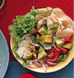 Turkey salad with tomato avocado and Parmesan