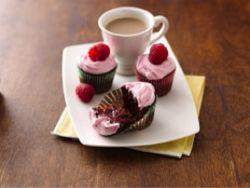Mini raspberry filled chocolate cupcakes