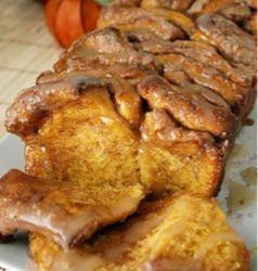 SWEET BREAD - Pumpkin Pull-Apart Bread  with Cinnamon Sugar and Buttered Rum Glaze