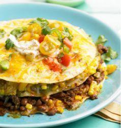 GROUND BEEF - Stacked Sweet Corn, Bean, and Beef Casserole :]>