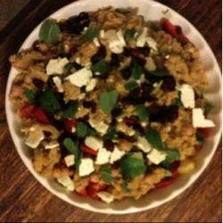 Couscous salad with chickpeas, cranberries & fetta
