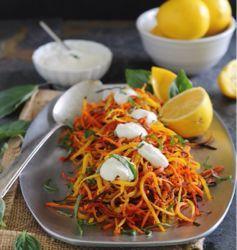 Lemon Carrot Strings With Yogurt Dressing