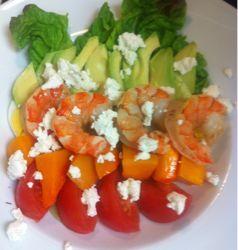 Greek Salad with Shrimp Scampi & Pita Bread