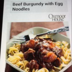 Slow cooker beef burgundy with egg noodles