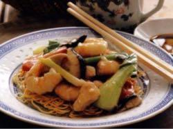 CHICKEN - Chicken, Shrimp and Bok Choy over Pan-Fried Noodles