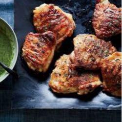 Honey-Butter-Grilled Chicken Thighs with Parsley Sauce (Food & Wine)