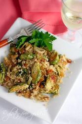 Quinoa Recipe with Roasted Brussels Sprouts, Leeks and Slivered Almonds